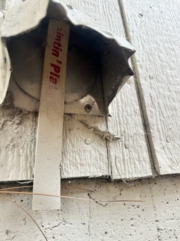 Damaged dryer vent before repair Sparks NV - All Star 775-224-4136